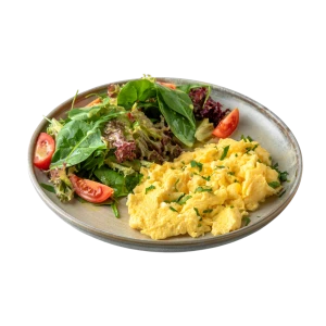 Взбитая яичница с овощами