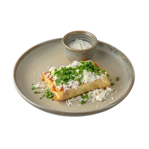 Блины с картофелем, грибами и брынзой